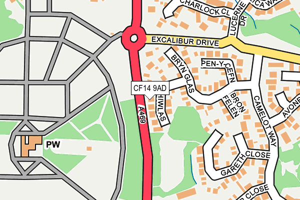 CF14 9AD map - OS OpenMap – Local (Ordnance Survey)