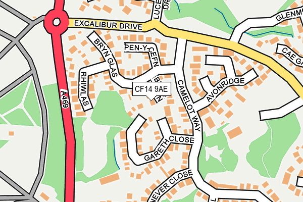 CF14 9AE map - OS OpenMap – Local (Ordnance Survey)