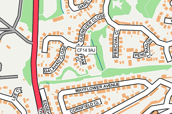 CF14 9AJ map - OS OpenMap – Local (Ordnance Survey)