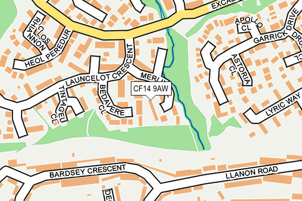 CF14 9AW map - OS OpenMap – Local (Ordnance Survey)