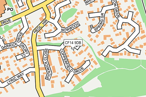 CF14 9DB map - OS OpenMap – Local (Ordnance Survey)