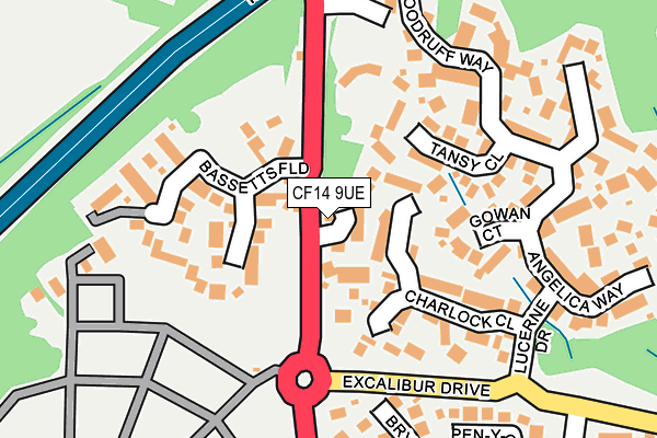 CF14 9UE map - OS OpenMap – Local (Ordnance Survey)
