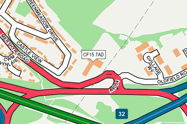 CF15 7AD map - OS OpenMap – Local (Ordnance Survey)