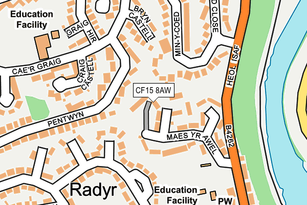 CF15 8AW map - OS OpenMap – Local (Ordnance Survey)