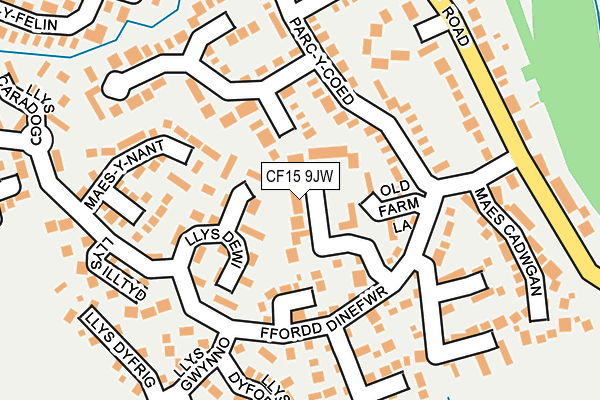 CF15 9JW map - OS OpenMap – Local (Ordnance Survey)