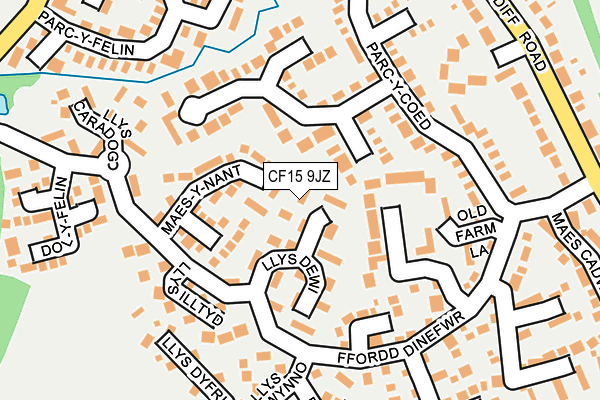 CF15 9JZ map - OS OpenMap – Local (Ordnance Survey)