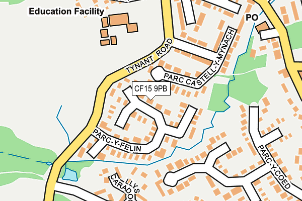 CF15 9PB map - OS OpenMap – Local (Ordnance Survey)