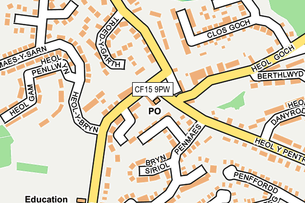 CF15 9PW map - OS OpenMap – Local (Ordnance Survey)