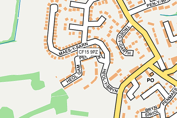 CF15 9PZ map - OS OpenMap – Local (Ordnance Survey)