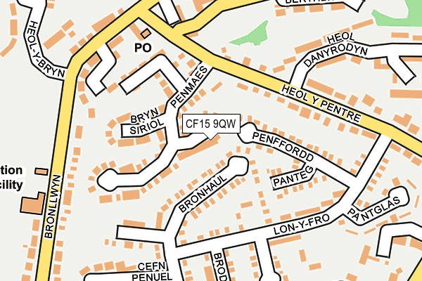 CF15 9QW map - OS OpenMap – Local (Ordnance Survey)