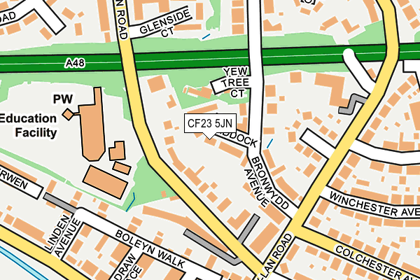 CF23 5JN map - OS OpenMap – Local (Ordnance Survey)