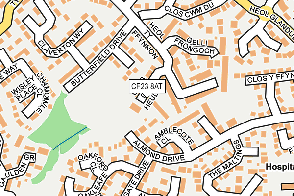 CF23 8AT map - OS OpenMap – Local (Ordnance Survey)