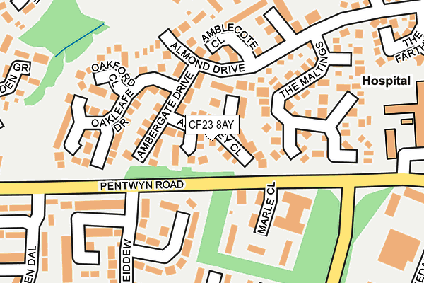 CF23 8AY map - OS OpenMap – Local (Ordnance Survey)