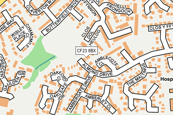 CF23 8BX map - OS OpenMap – Local (Ordnance Survey)
