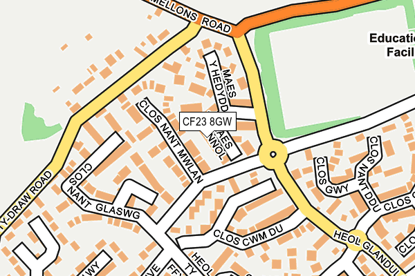 CF23 8GW map - OS OpenMap – Local (Ordnance Survey)