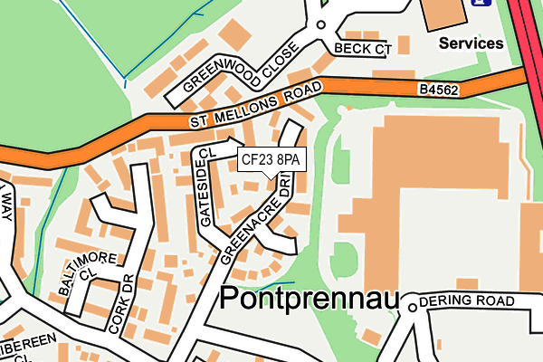 CF23 8PA map - OS OpenMap – Local (Ordnance Survey)