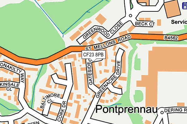 CF23 8PB map - OS OpenMap – Local (Ordnance Survey)