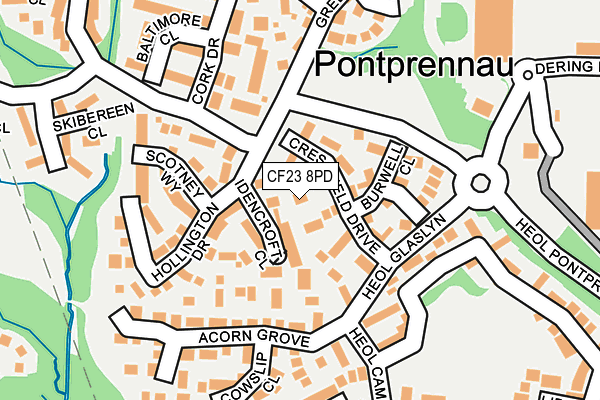 CF23 8PD map - OS OpenMap – Local (Ordnance Survey)