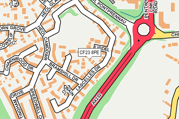 CF23 8PE map - OS OpenMap – Local (Ordnance Survey)