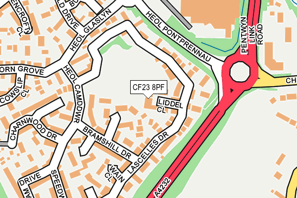 CF23 8PF map - OS OpenMap – Local (Ordnance Survey)