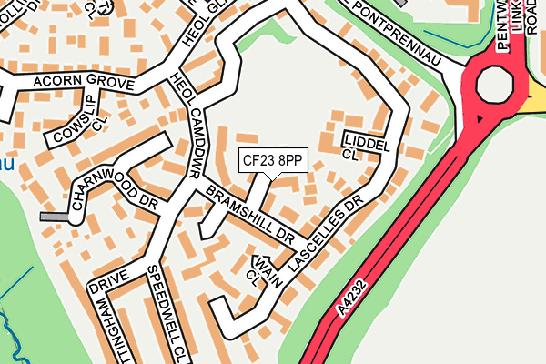CF23 8PP map - OS OpenMap – Local (Ordnance Survey)