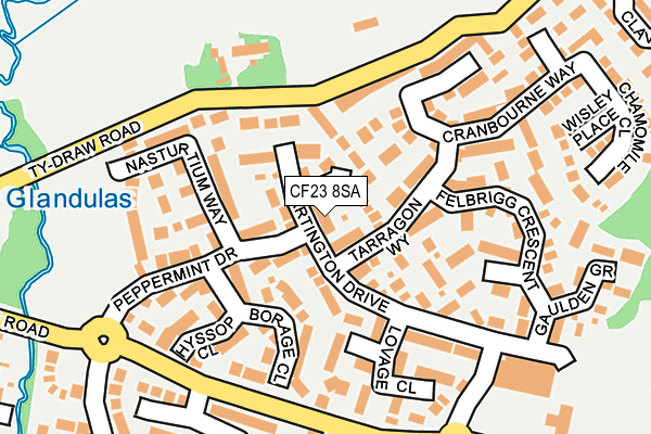 CF23 8SA map - OS OpenMap – Local (Ordnance Survey)