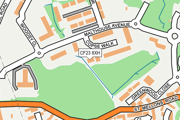 CF23 8XH map - OS OpenMap – Local (Ordnance Survey)