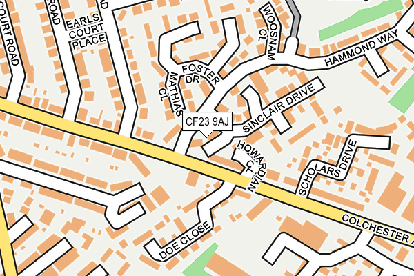 CF23 9AJ map - OS OpenMap – Local (Ordnance Survey)