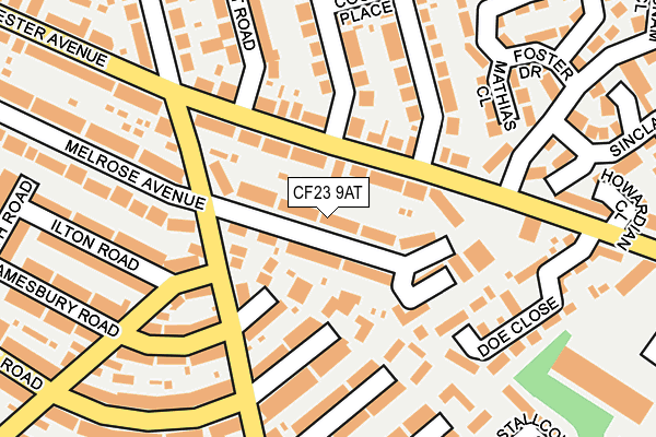 CF23 9AT map - OS OpenMap – Local (Ordnance Survey)