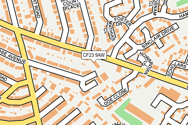 CF23 9AW map - OS OpenMap – Local (Ordnance Survey)
