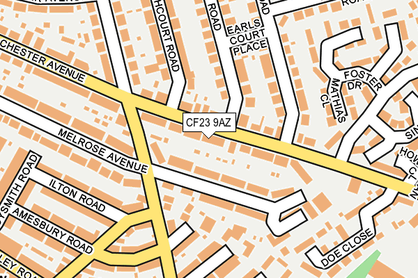 CF23 9AZ map - OS OpenMap – Local (Ordnance Survey)