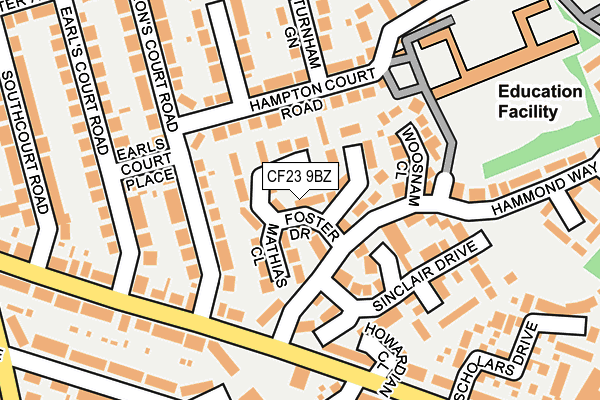 CF23 9BZ map - OS OpenMap – Local (Ordnance Survey)