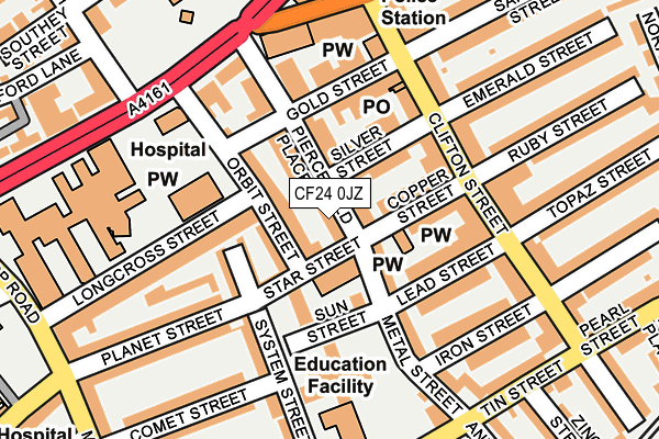 CF24 0JZ map - OS OpenMap – Local (Ordnance Survey)