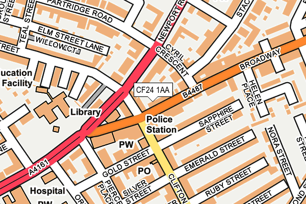 CF24 1AA map - OS OpenMap – Local (Ordnance Survey)