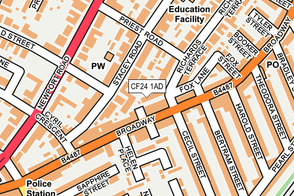 CF24 1AD map - OS OpenMap – Local (Ordnance Survey)