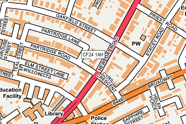 CF24 1AH map - OS OpenMap – Local (Ordnance Survey)