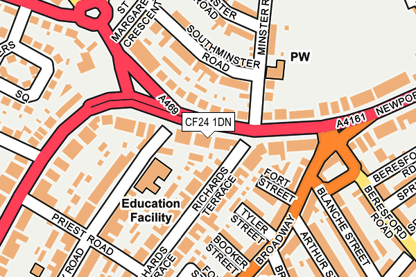 CF24 1DN map - OS OpenMap – Local (Ordnance Survey)