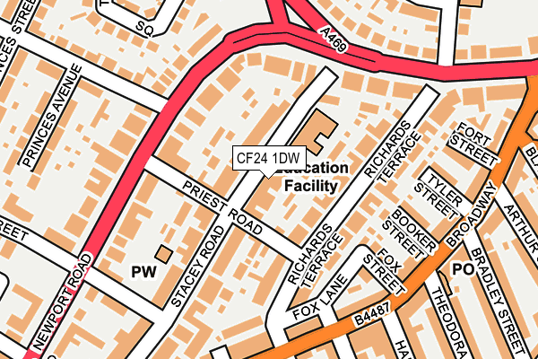 CF24 1DW map - OS OpenMap – Local (Ordnance Survey)