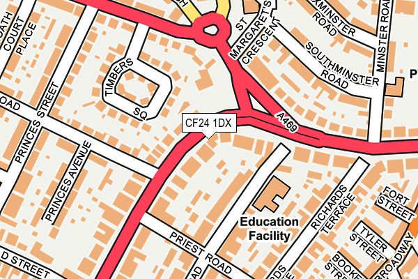 CF24 1DX map - OS OpenMap – Local (Ordnance Survey)