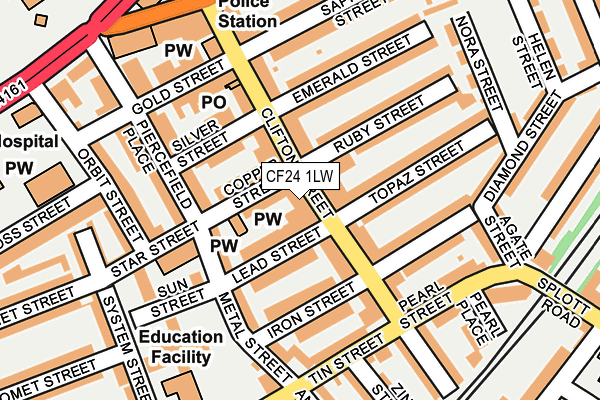 CF24 1LW map - OS OpenMap – Local (Ordnance Survey)