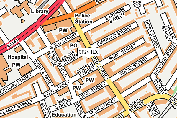 CF24 1LX map - OS OpenMap – Local (Ordnance Survey)