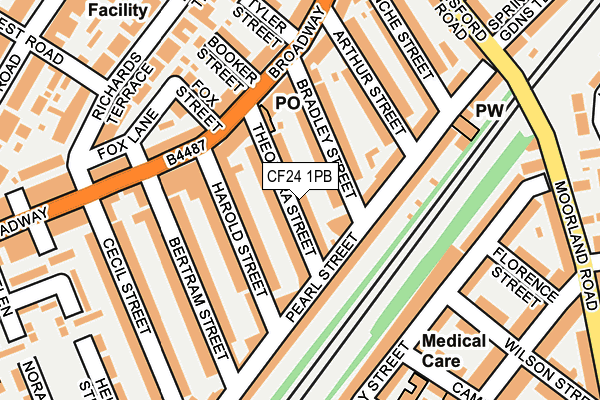 CF24 1PB map - OS OpenMap – Local (Ordnance Survey)