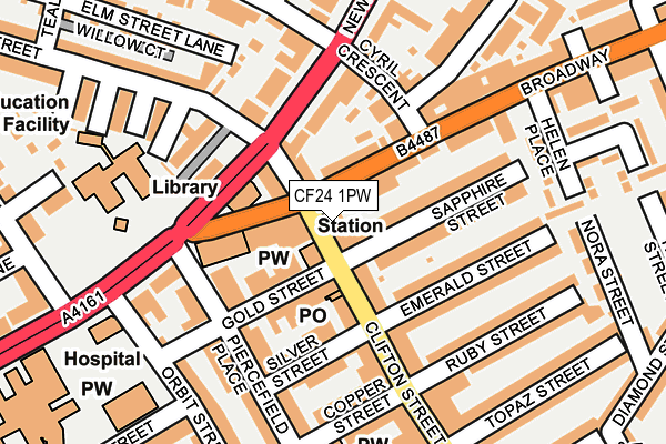 CF24 1PW map - OS OpenMap – Local (Ordnance Survey)