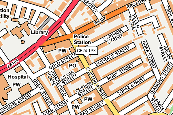 CF24 1PX map - OS OpenMap – Local (Ordnance Survey)