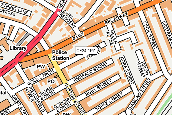 CF24 1PZ map - OS OpenMap – Local (Ordnance Survey)