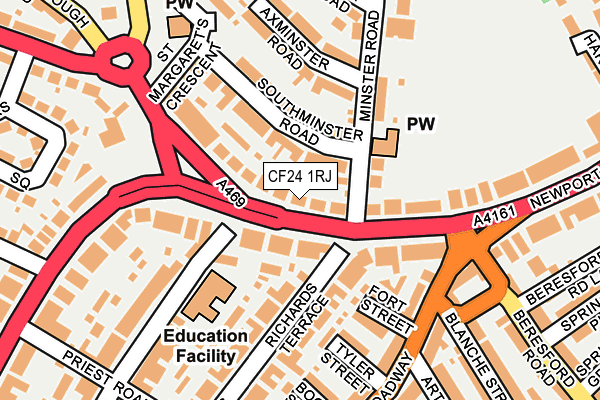 CF24 1RJ map - OS OpenMap – Local (Ordnance Survey)