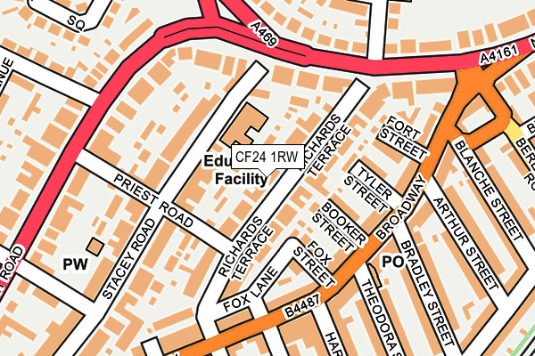 CF24 1RW map - OS OpenMap – Local (Ordnance Survey)