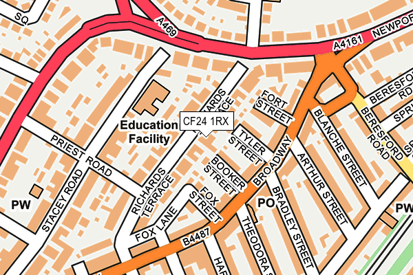 CF24 1RX map - OS OpenMap – Local (Ordnance Survey)