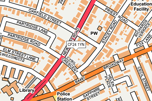 CF24 1YN map - OS OpenMap – Local (Ordnance Survey)