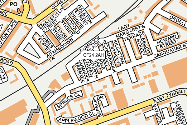 CF24 2AH map - OS OpenMap – Local (Ordnance Survey)